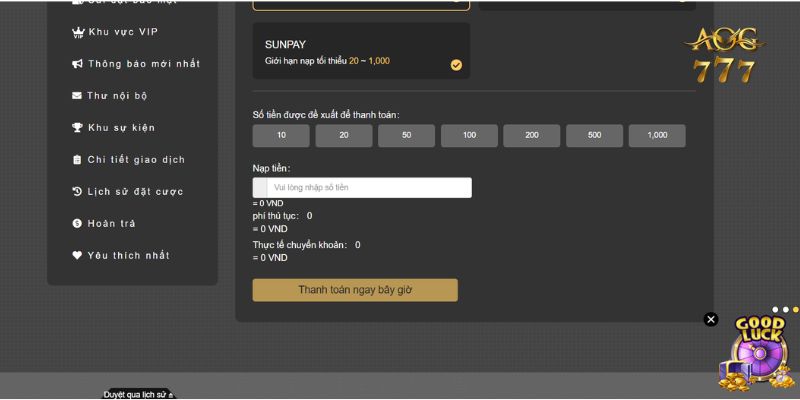nạp tiền AOG777